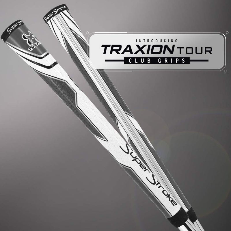 Super Stroke SuperStroke Traxion Tour Golf Club Grip, Midsize, Advanced Surface Texture Improves Feedback and Tackiness and Even Hand Pressure, White/Gray - Image 3